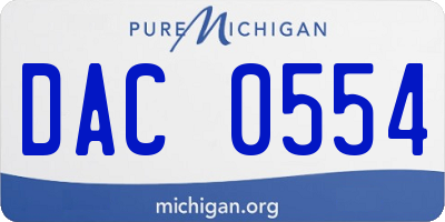 MI license plate DAC0554