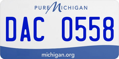 MI license plate DAC0558