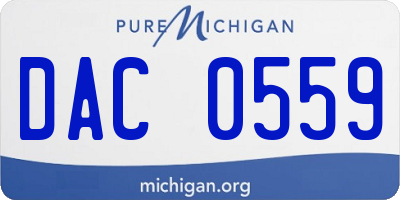 MI license plate DAC0559