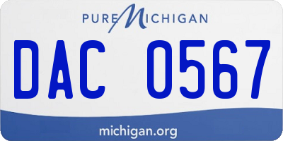 MI license plate DAC0567