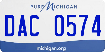 MI license plate DAC0574