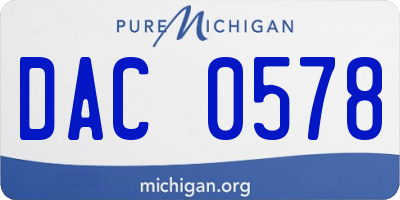 MI license plate DAC0578