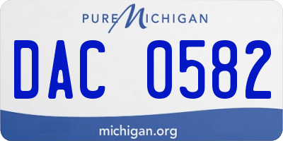 MI license plate DAC0582