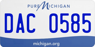 MI license plate DAC0585