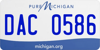 MI license plate DAC0586