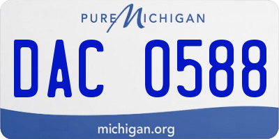 MI license plate DAC0588