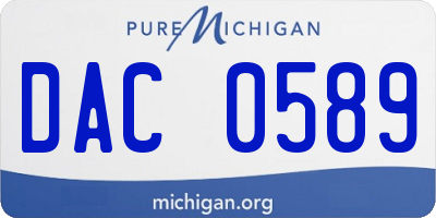 MI license plate DAC0589