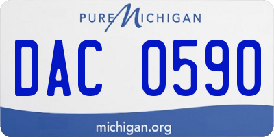 MI license plate DAC0590