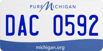 MI license plate DAC0592