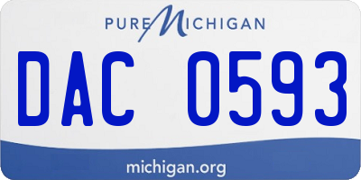 MI license plate DAC0593