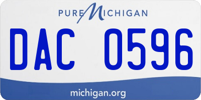 MI license plate DAC0596