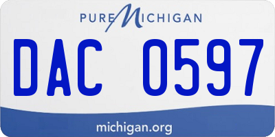 MI license plate DAC0597