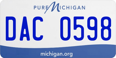 MI license plate DAC0598