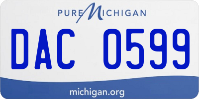 MI license plate DAC0599