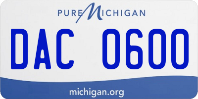 MI license plate DAC0600