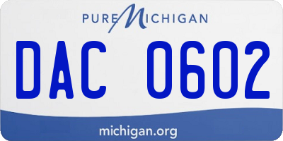 MI license plate DAC0602