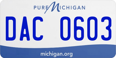 MI license plate DAC0603