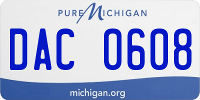 MI license plate DAC0608