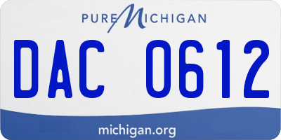 MI license plate DAC0612