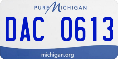 MI license plate DAC0613