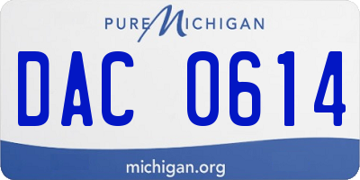 MI license plate DAC0614