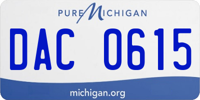MI license plate DAC0615