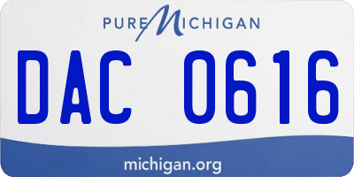 MI license plate DAC0616