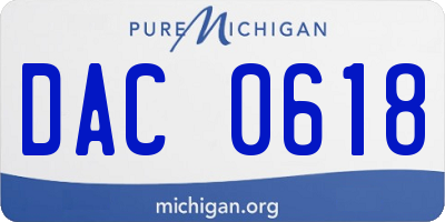 MI license plate DAC0618