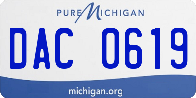 MI license plate DAC0619