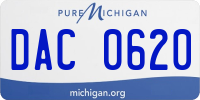 MI license plate DAC0620