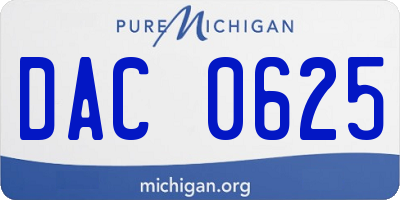 MI license plate DAC0625