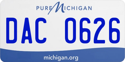 MI license plate DAC0626