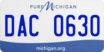 MI license plate DAC0630