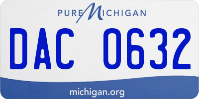MI license plate DAC0632