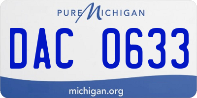 MI license plate DAC0633