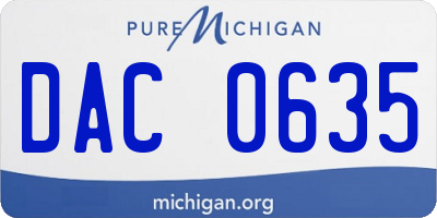 MI license plate DAC0635