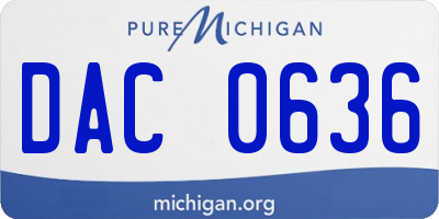 MI license plate DAC0636