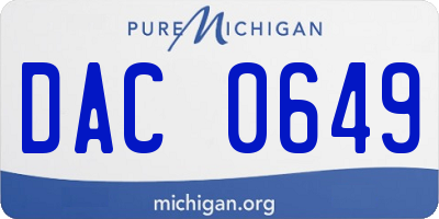 MI license plate DAC0649