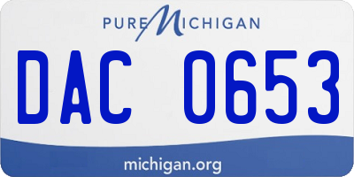 MI license plate DAC0653