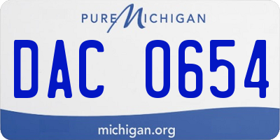 MI license plate DAC0654