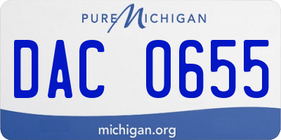 MI license plate DAC0655