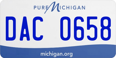 MI license plate DAC0658