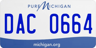 MI license plate DAC0664