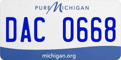 MI license plate DAC0668