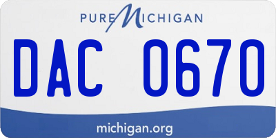 MI license plate DAC0670