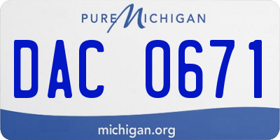 MI license plate DAC0671