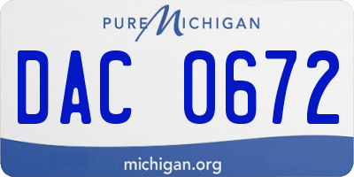 MI license plate DAC0672