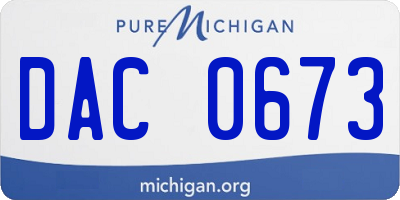 MI license plate DAC0673
