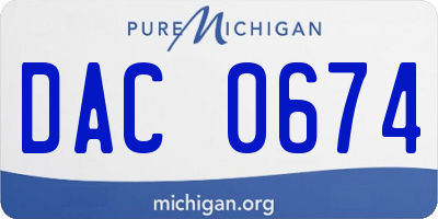 MI license plate DAC0674