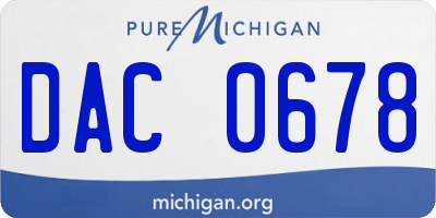 MI license plate DAC0678